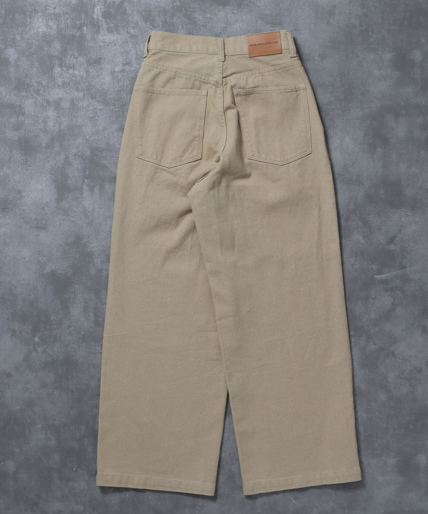 ワイドストレートタックデニムパンツ / デニム パンツ ボトムス ワイドシルエット デニム 【セットアップ対応】 ベージュ