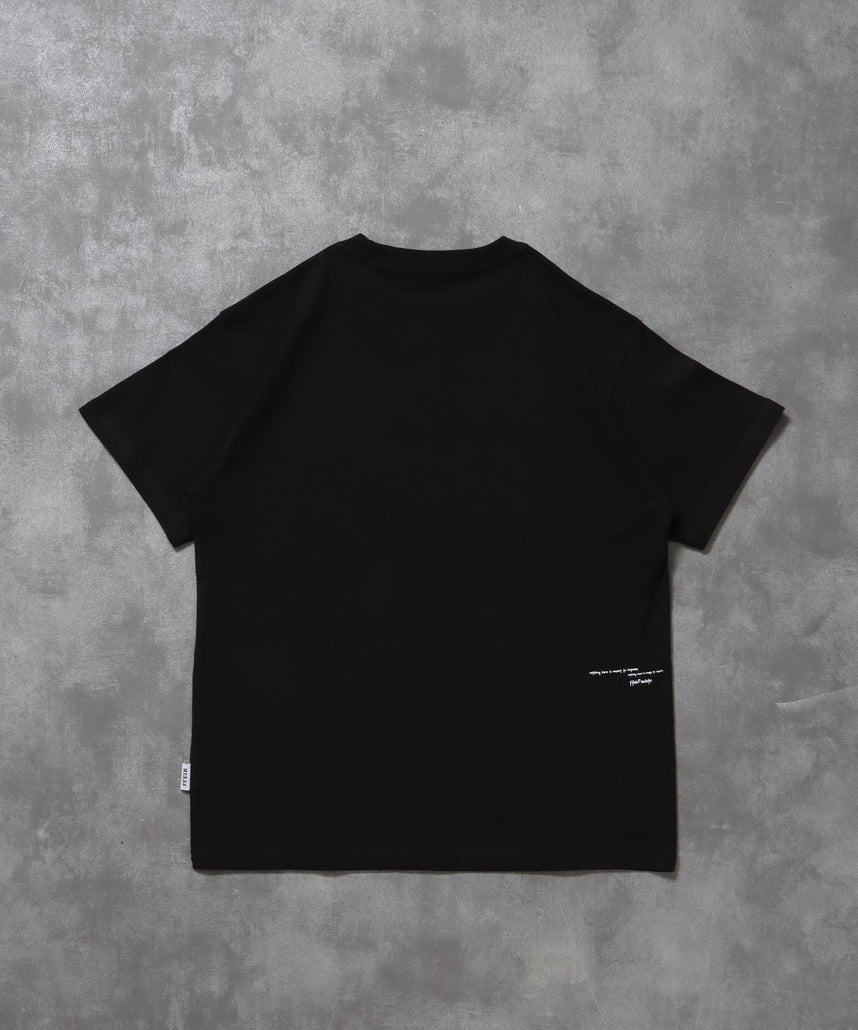 手書きメッセージショート丈Tシャツ / Tシャツ クルーネック 半袖 プリント 【短丈】 ブラック