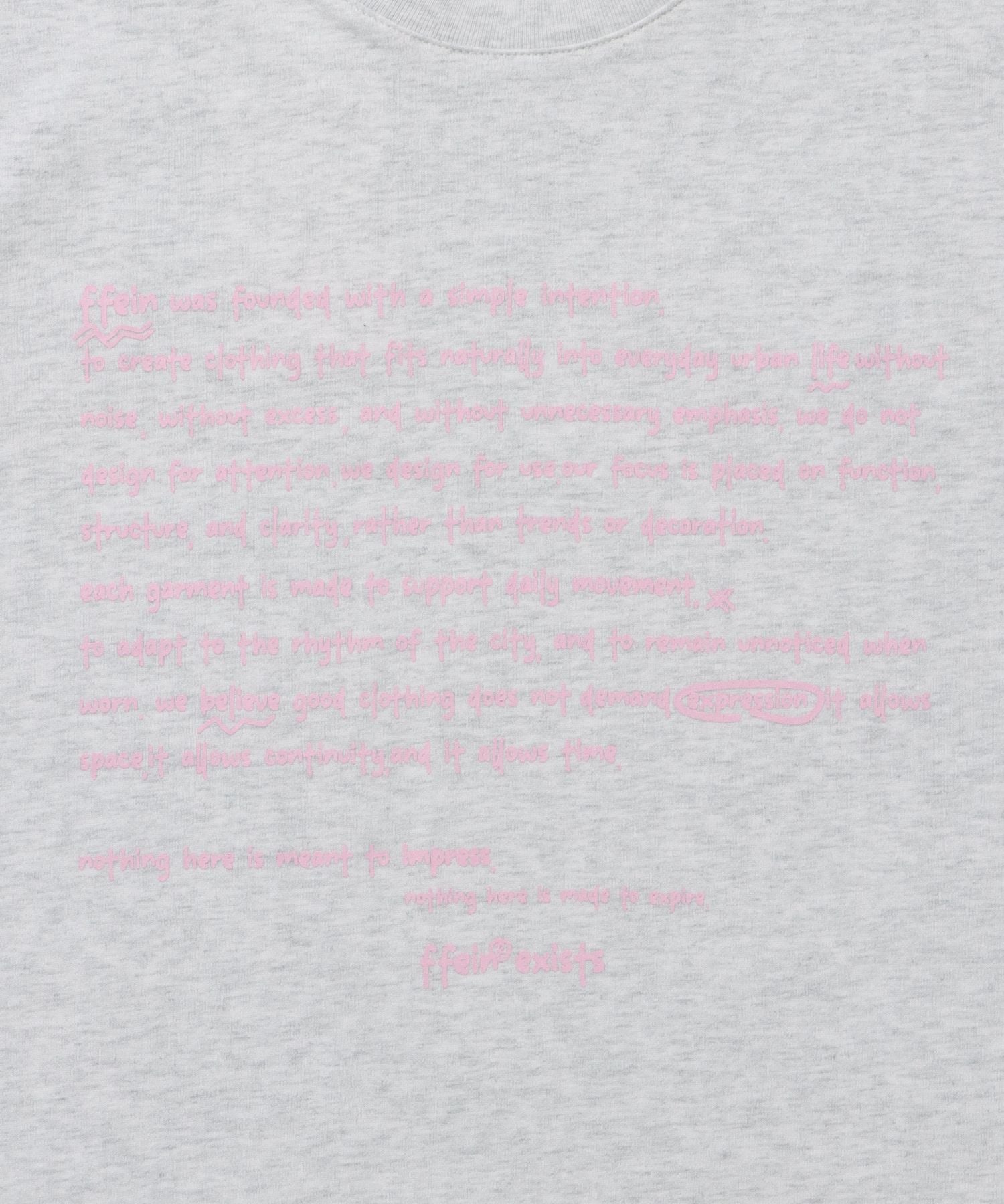 手書きメッセージショート丈Tシャツ / Tシャツ クルーネック 半袖 プリント 【短丈】 アッシュグレー