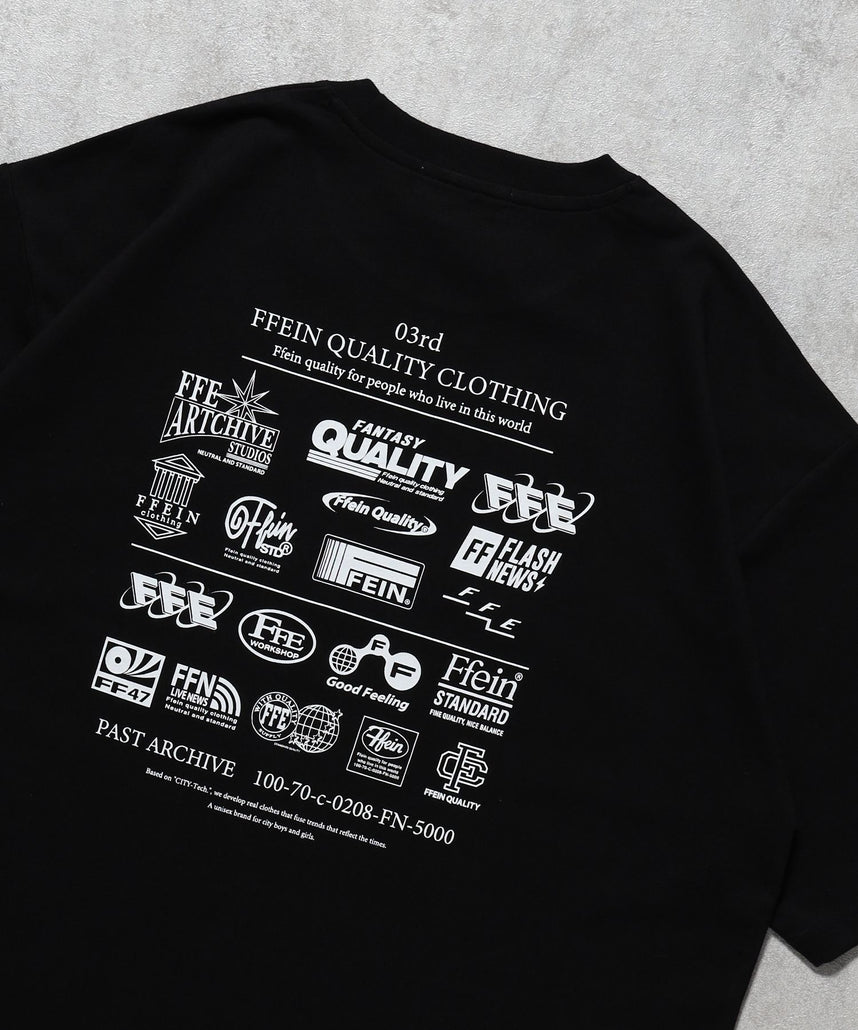 【FFEIN(フェイン)】企業ロゴプリントオーバーサイズTシャツ / Tシャツ クルーネック 半袖 プリント 【短丈】 ブラック