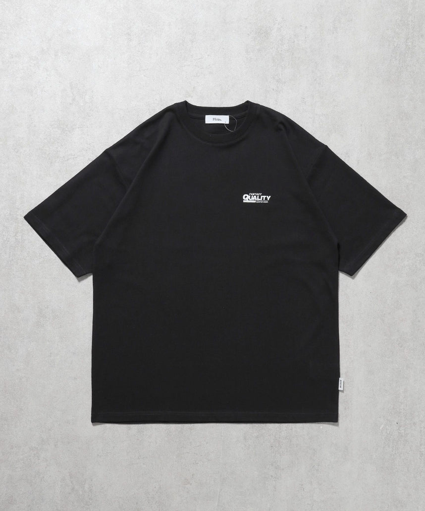 【FFEIN(フェイン)】企業ロゴプリントオーバーサイズTシャツ / Tシャツ クルーネック 半袖 プリント 【短丈】 ブラック