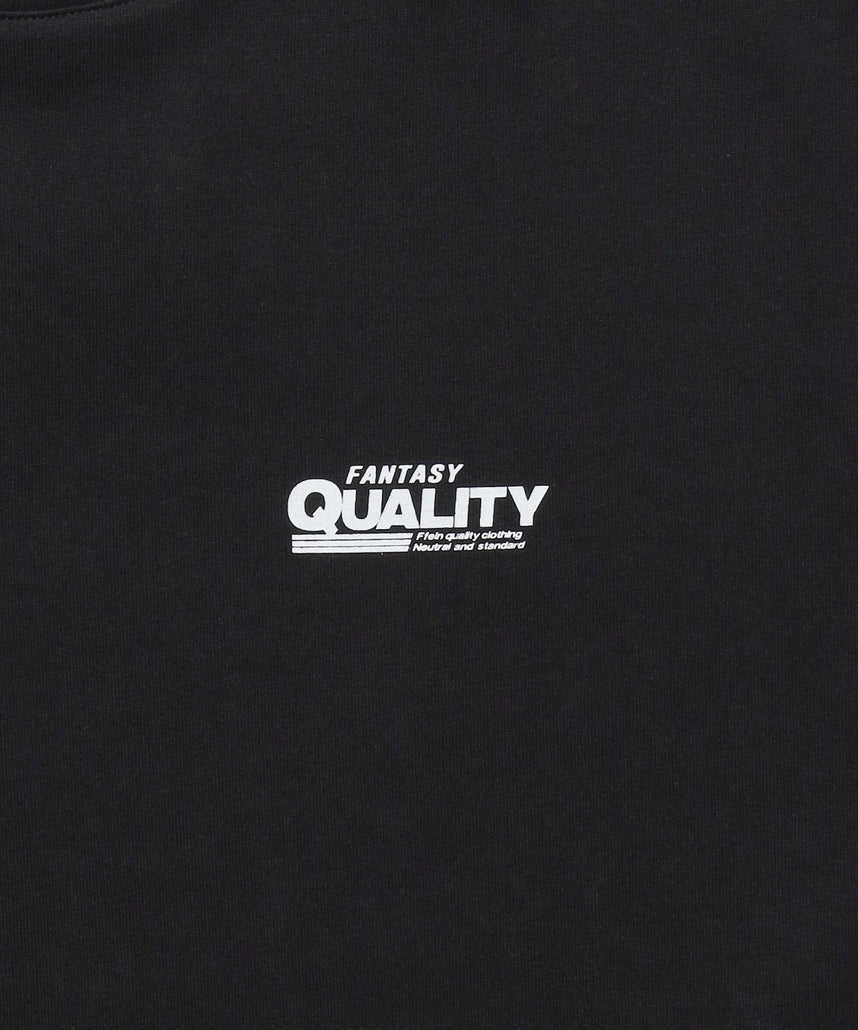企業ロゴプリントオーバーサイズTシャツ / Tシャツ クルーネック 半袖 プリント 【短丈】 ブラック