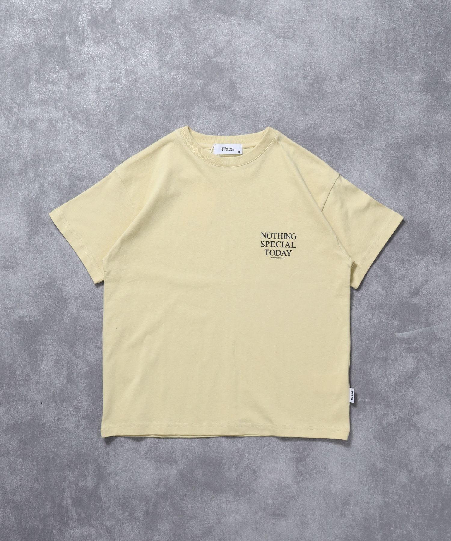 【FFEIN(フェイン)】アメリカンプリントロゴショート丈Tシャツ/ Tシャツ クルーネック 半袖 プリント 【短丈】 レモンイエロー
