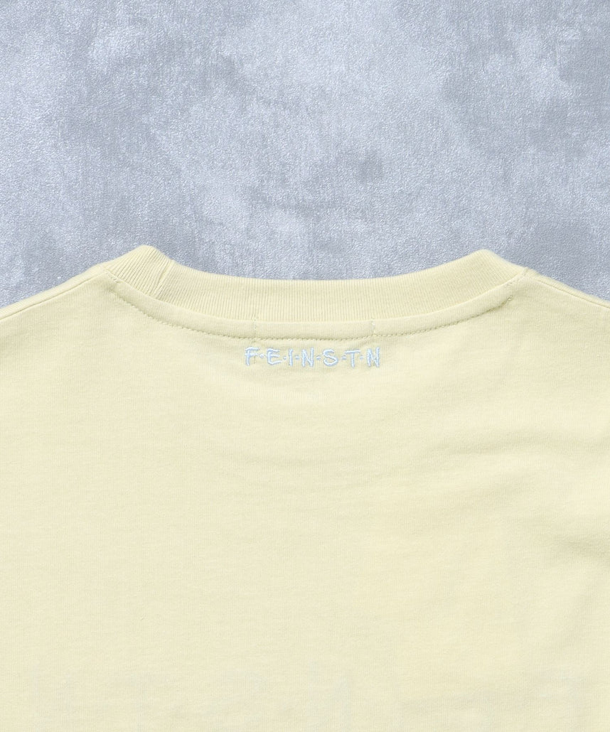 手書き刺繍ロゴショート丈Tシャツ/ Tシャツ クルーネック 半袖 刺繍 【短丈】 レモンイエロー