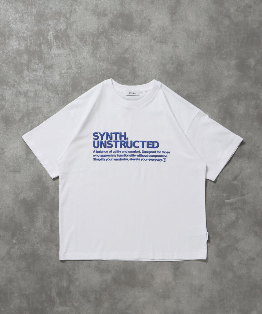【FFEIN(フェイン)】パッケージ発泡ロゴTシャツ / Tシャツ クルーネック 半袖 プリント 発砲ロゴ【短丈】 ホワイト