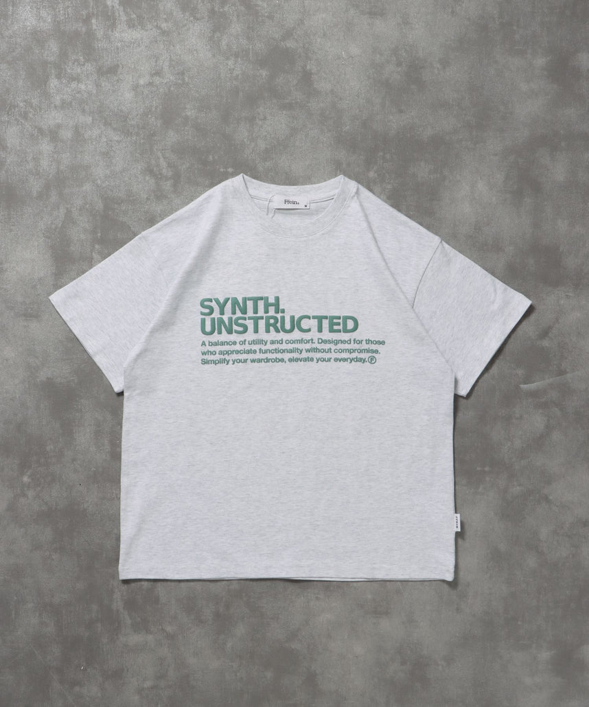 【FFEIN(フェイン)】パッケージ発泡ロゴTシャツ / Tシャツ クルーネック 半袖 プリント 発砲ロゴ【短丈】 アッシュグレー