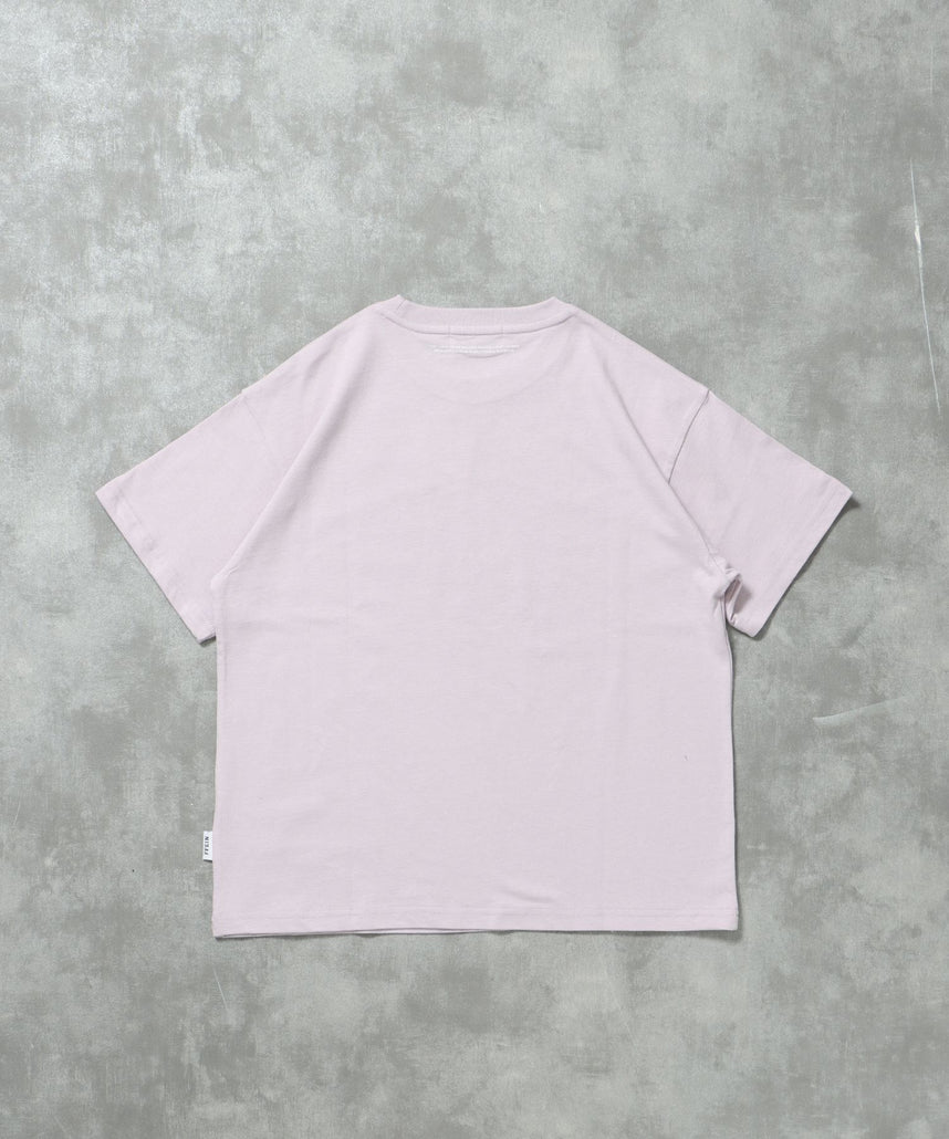シンプルプリントロゴショート丈Tシャツ/ Tシャツ クルーネック 半袖 プリント スタッズ ワンポイント【短丈】 ピンク