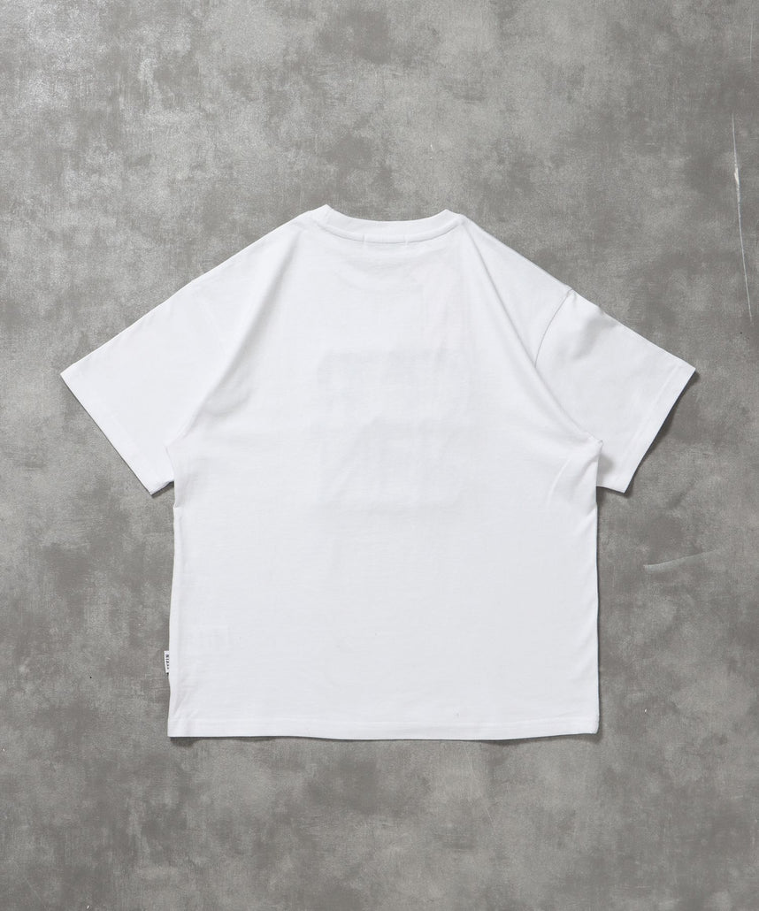 プリントデカロゴショート丈Tシャツ / Tシャツ クルーネック 半袖 プリント シンプル【短丈】 ホワイト