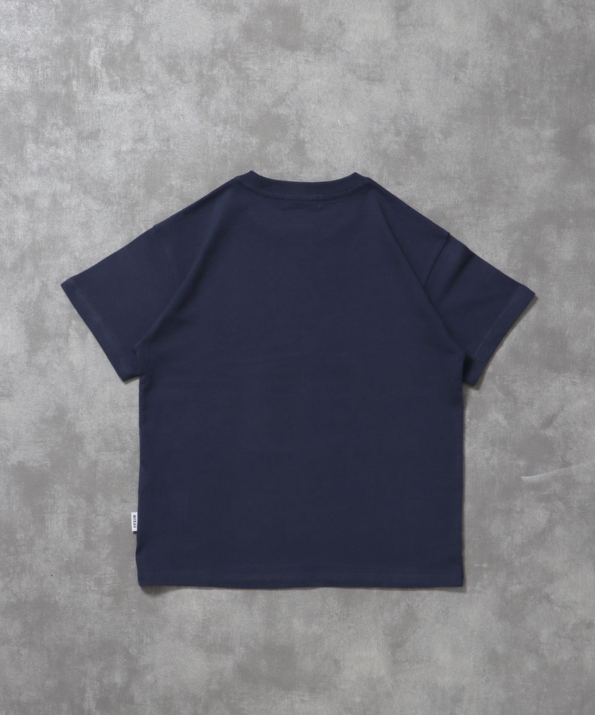 シューズグラフィックショート丈Tシャツ / Tシャツ クルーネック 半袖 プリント 革靴【短丈】 ネイビー