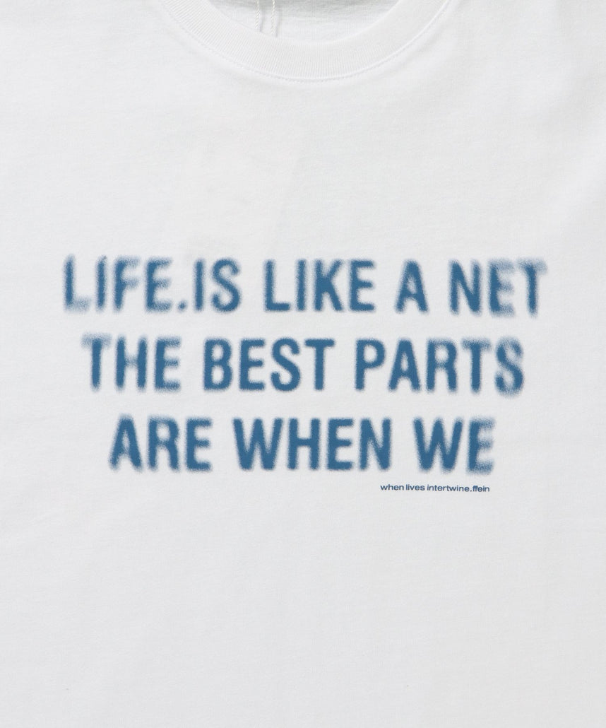ぼかしメッセージロゴショート丈Tシャツ / Tシャツ クルーネック 半袖 プリント ぼかし 【短丈】 ホワイト