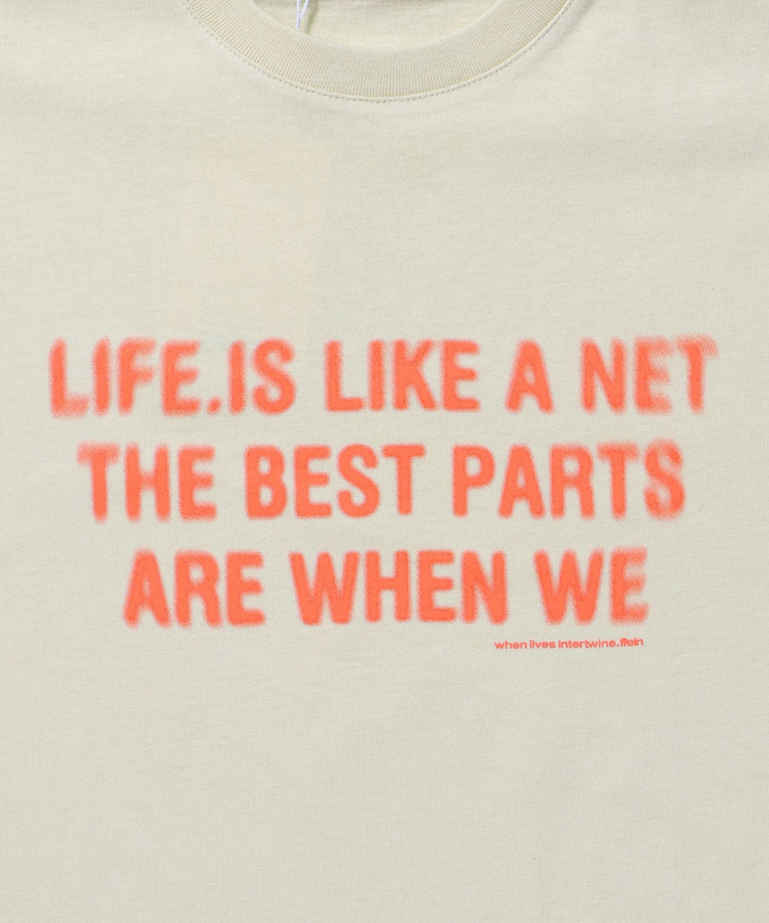 ぼかしメッセージロゴショート丈Tシャツ / Tシャツ クルーネック 半袖 プリント ぼかし 【短丈】 レモンイエロー