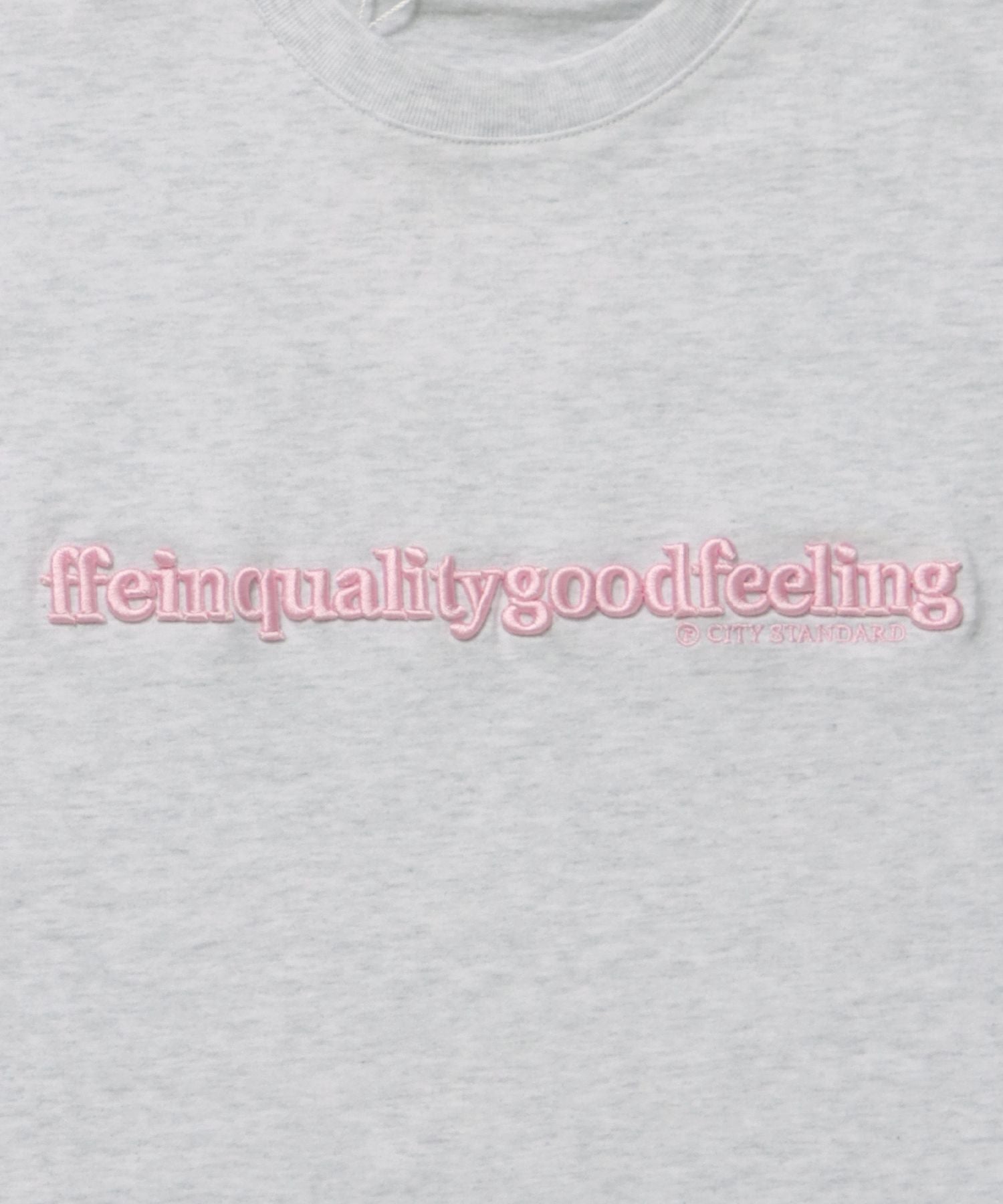 センターロゴ3D刺繍ショート丈Tシャツ / Tシャツ クルーネック 半袖 刺繍 シンプル 【短丈】 アッシュグレー