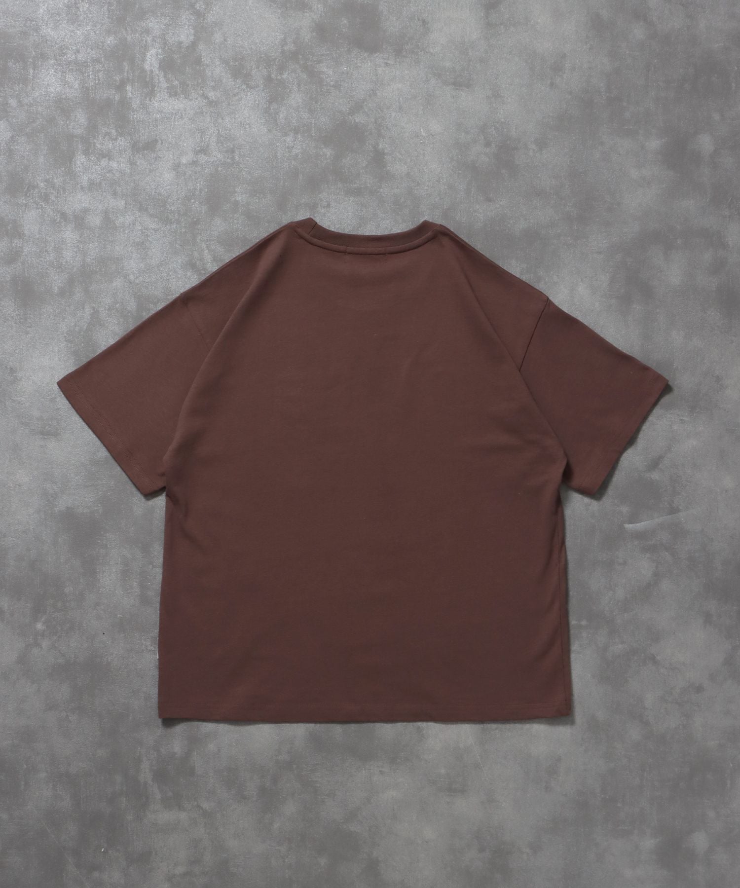 ワンポイント3段ロゴ刺繍ショート丈Tシャツ / Tシャツ クルーネック 半袖 刺繍 ワンポイント シンプル 【短丈】 モカ