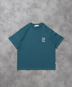 ワンポイント3段ロゴ刺繍ショート丈Tシャツ / Tシャツ クルーネック 半袖 刺繍 ワンポイント シンプル 【短丈】 ダークグリーン