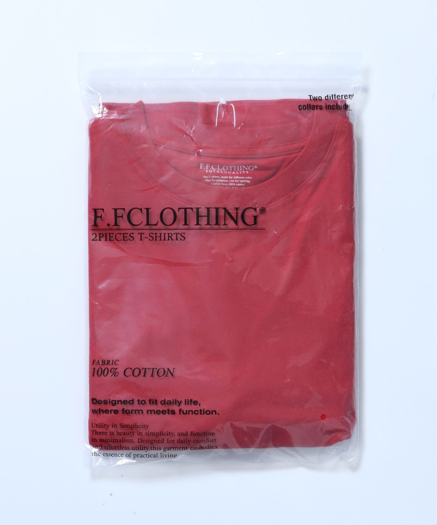 【FFEIN(フェイン)】ヴィンテージパックTシャツ/ パックT 2枚 綿100% Tシャツ クルーネック 半袖 無地 シンプル レッド