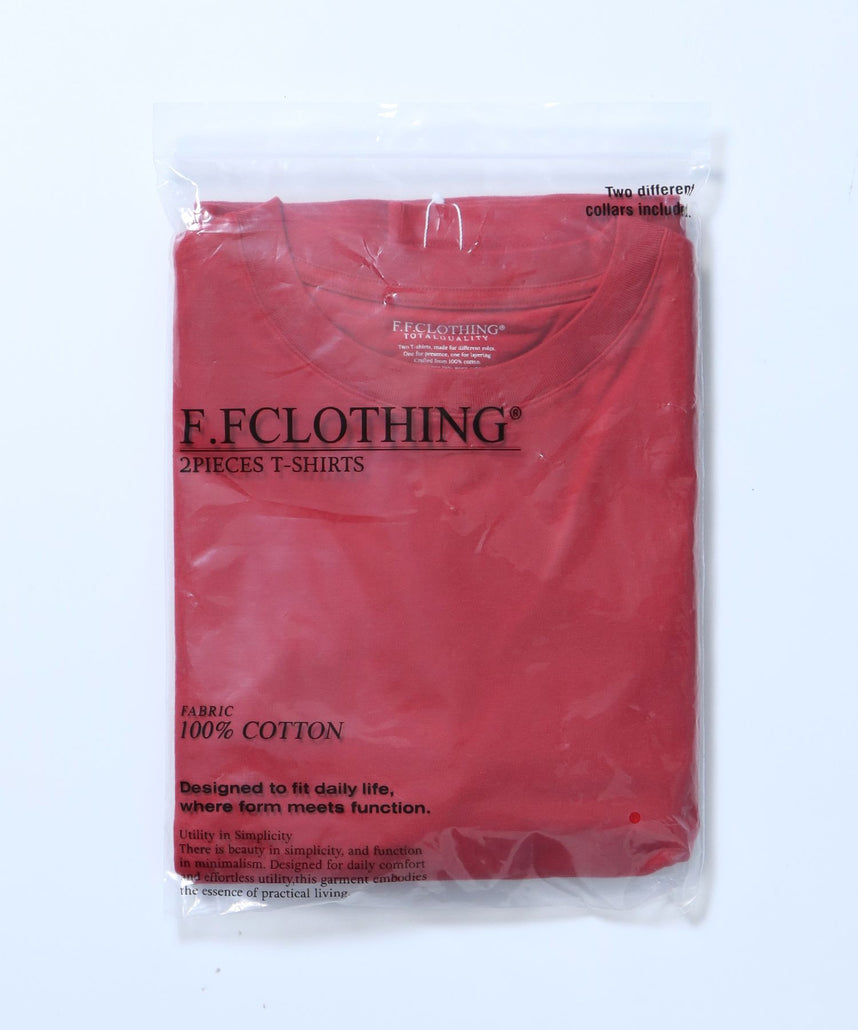 【FFEIN(フェイン)】ヴィンテージパックTシャツ/ パックT 2枚 綿100% Tシャツ クルーネック 半袖 無地 シンプル レッド