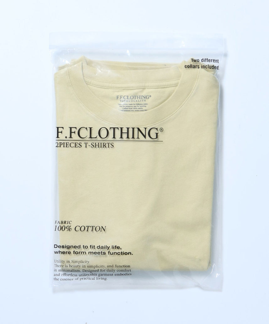 【FFEIN(フェイン)】ヴィンテージパックTシャツ/ パックT 2枚 綿100% Tシャツ クルーネック 半袖 無地 シンプル レモンイエロー