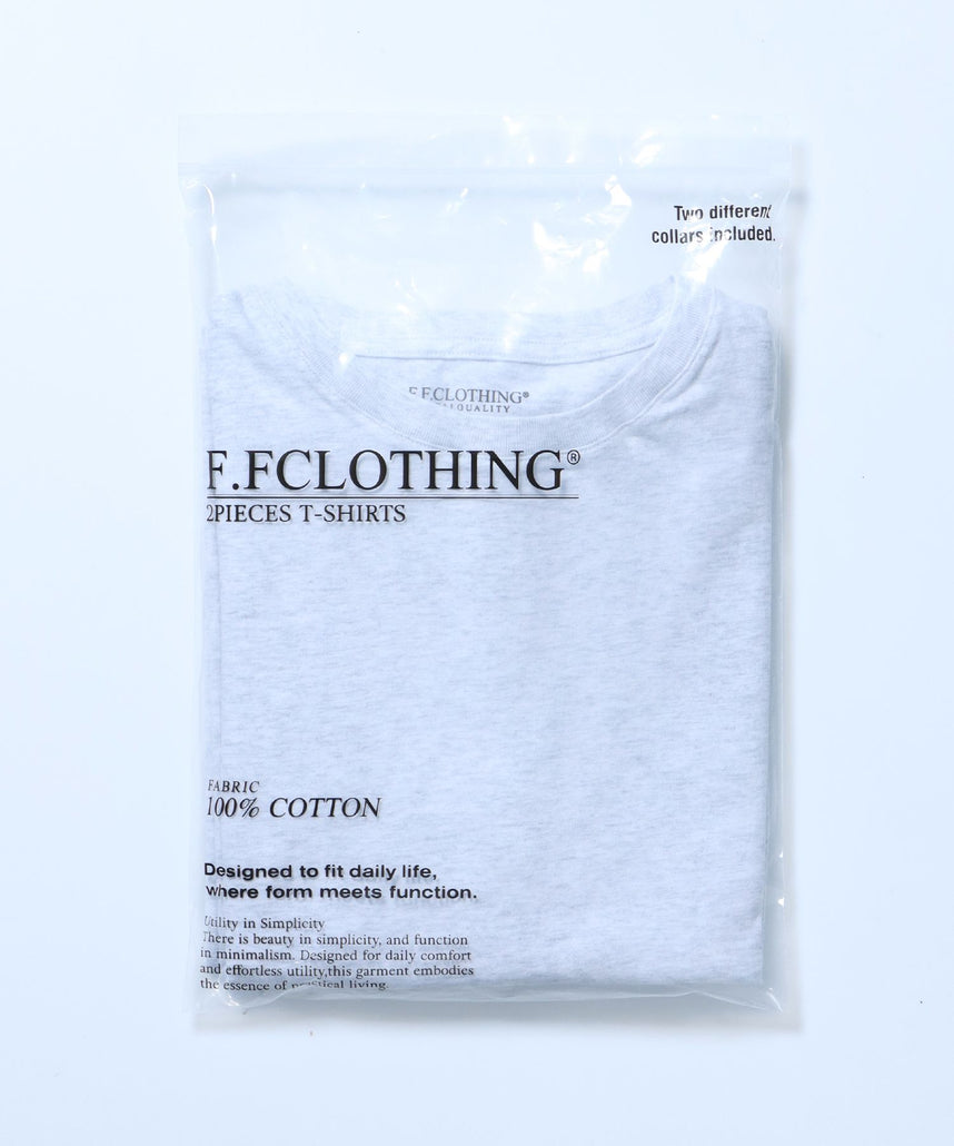 【FFEIN(フェイン)】ヴィンテージパックTシャツ/ パックT 2枚 綿100% Tシャツ クルーネック 半袖 無地 シンプル アッシュグレー