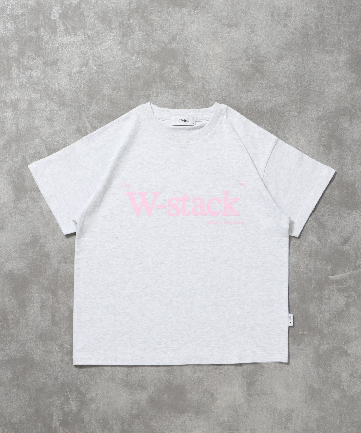 【FFEIN(フェイン)】ユニバーサルロゴショート丈Tシャツ/ Tシャツ クルーネック 半袖 プリント 刺繍 チェック 【短丈】 アッシュグレー