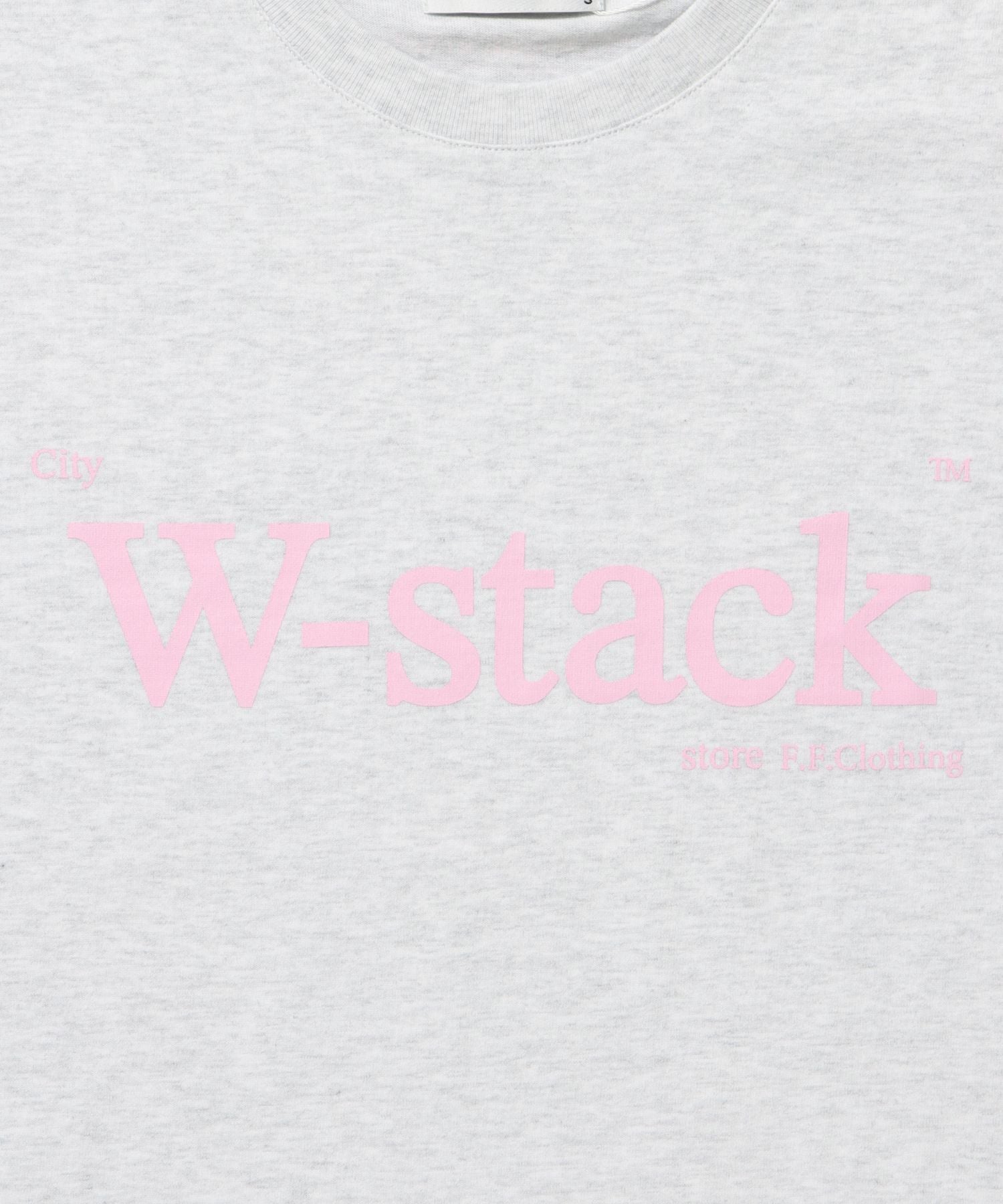ユニバーサルロゴショート丈Tシャツ/ Tシャツ クルーネック 半袖 プリント 刺繍 チェック 【短丈】 アッシュグレー