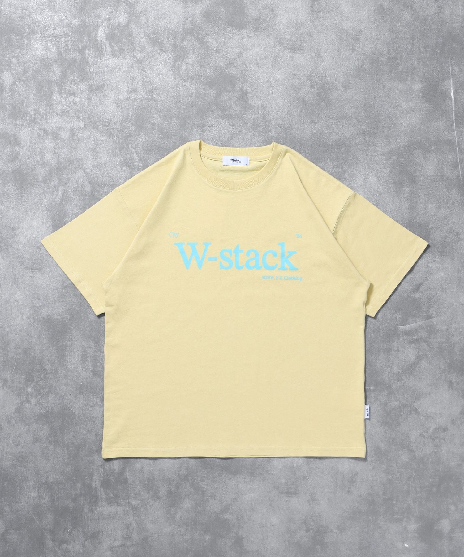 【FFEIN(フェイン)】ユニバーサルロゴショート丈Tシャツ/ Tシャツ クルーネック 半袖 プリント 刺繍 チェック 【短丈】 レモンイエロー