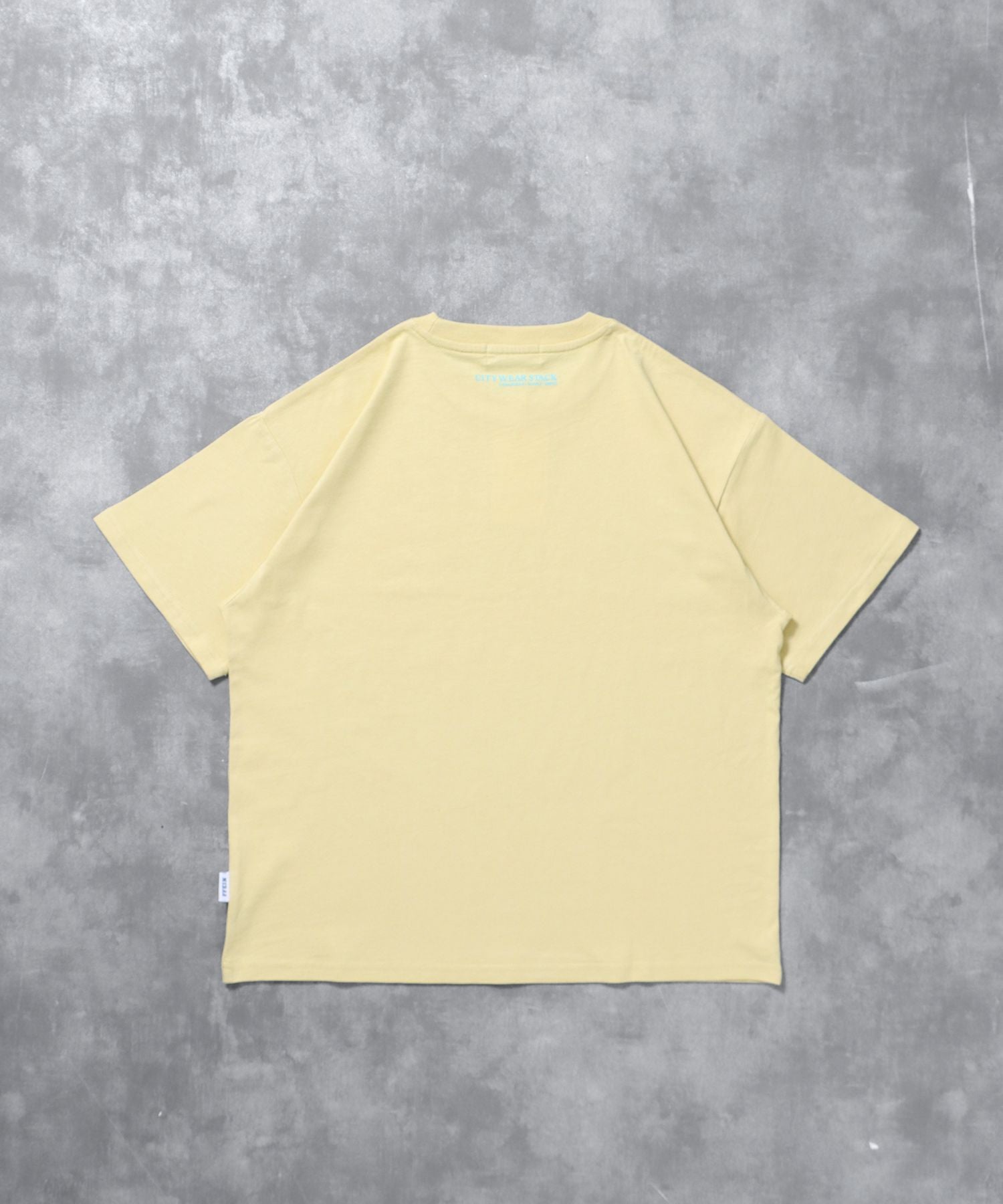 ユニバーサルロゴショート丈Tシャツ/ Tシャツ クルーネック 半袖 プリント 刺繍 チェック 【短丈】 レモンイエロー