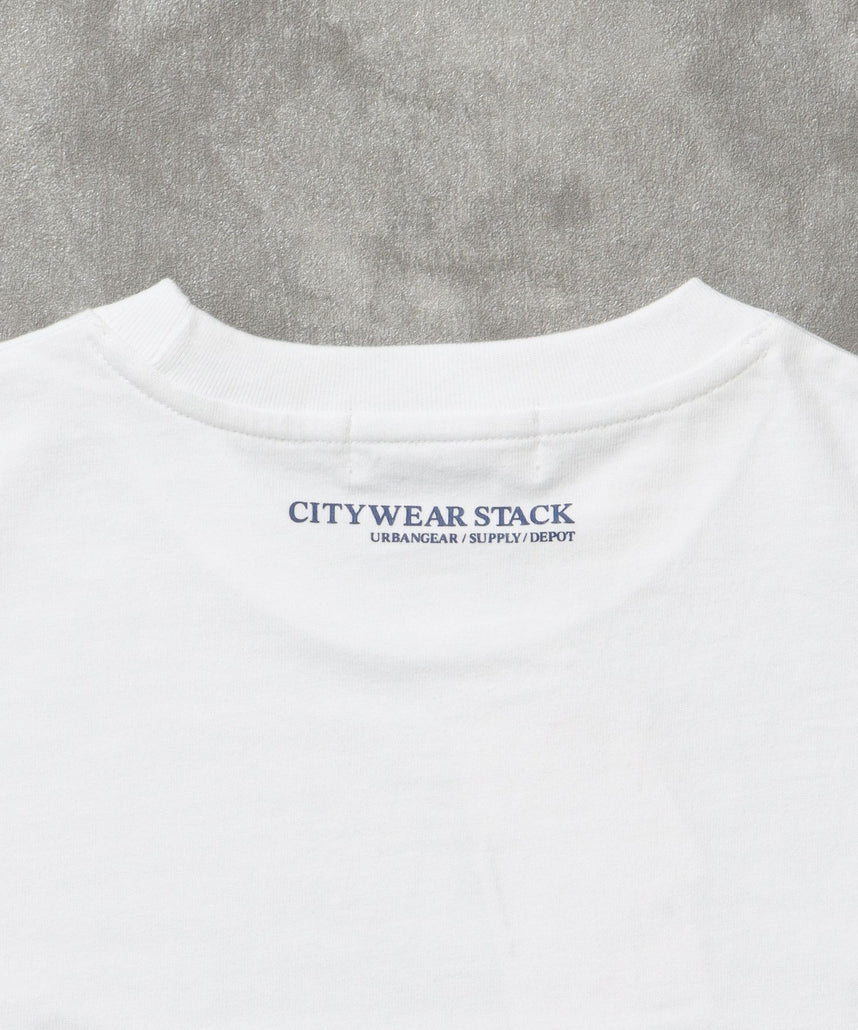 ユニバーサルロゴショート丈Tシャツ/ Tシャツ クルーネック 半袖 プリント 刺繍 チェック 【短丈】 柄80