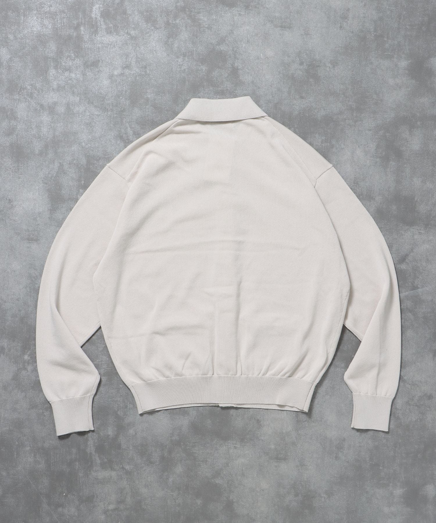 襟付きダブルリブニットカーディガン / ニット カーディガン ダブルリブ ボタン ピス ポケット ライトグレー