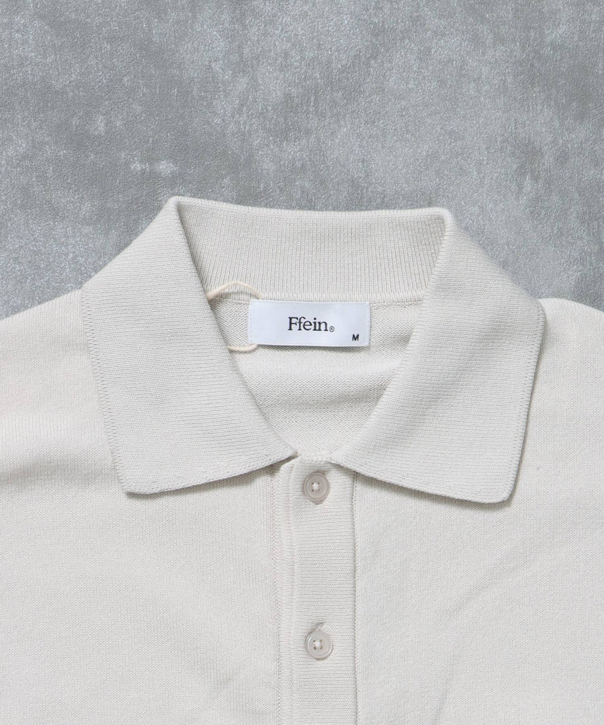 襟付きダブルリブニットカーディガン / ニット カーディガン ダブルリブ ボタン ピス ポケット ライトグレー