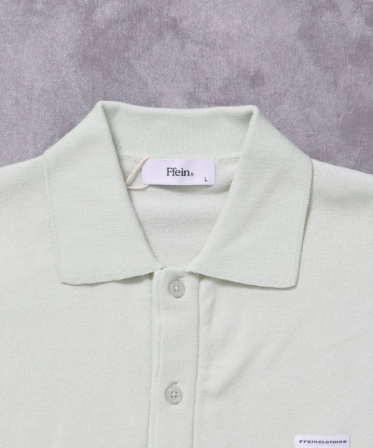 襟付きダブルリブニットカーディガン / ニット カーディガン ダブルリブ ボタン ピス ポケット ミント