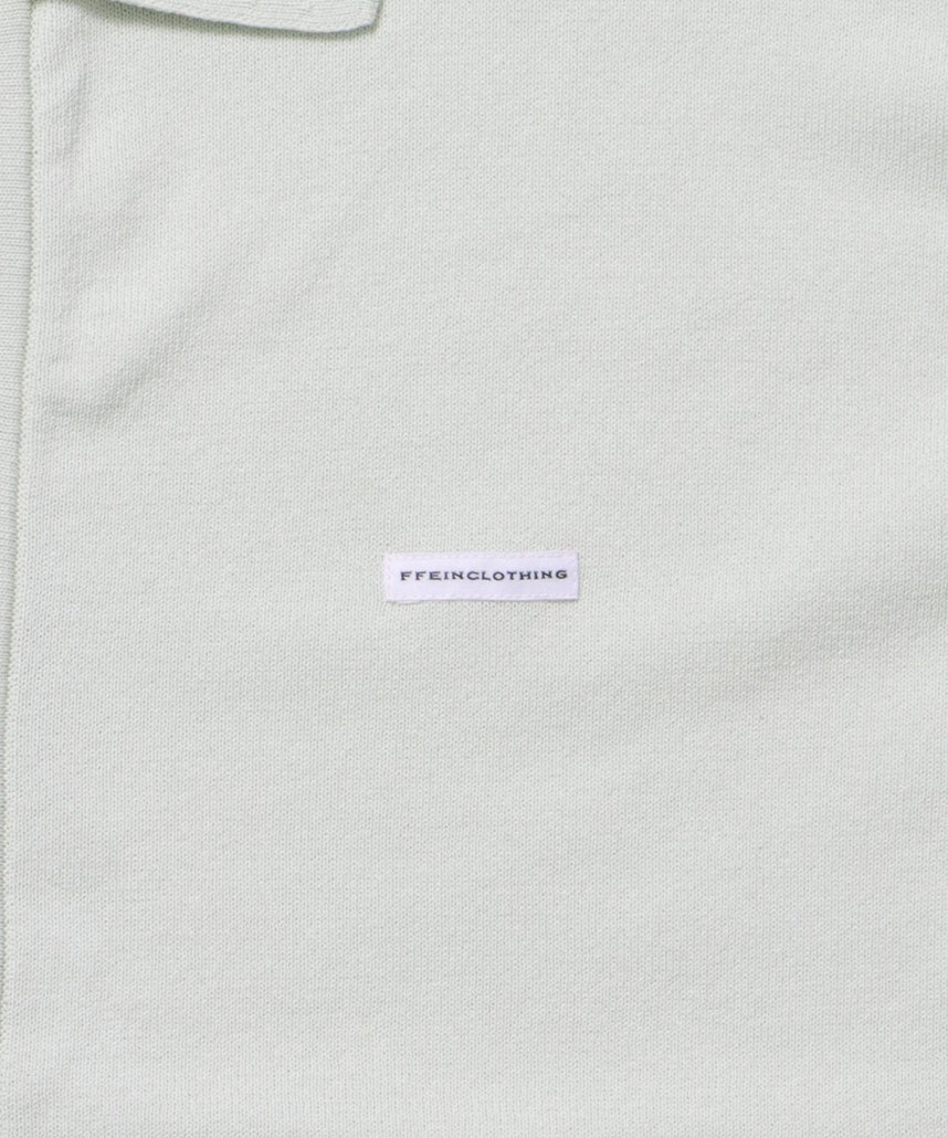 襟付きダブルリブニットカーディガン / ニット カーディガン ダブルリブ ボタン ピス ポケット ミント