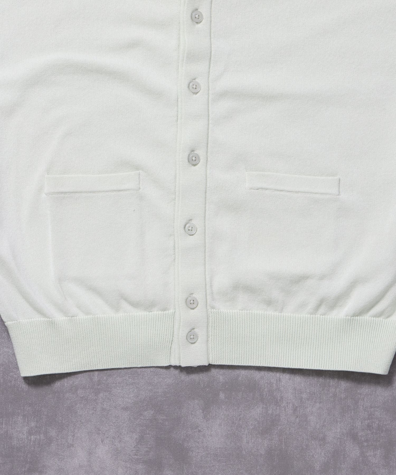 襟付きダブルリブニットカーディガン / ニット カーディガン ダブルリブ ボタン ピス ポケット ミント