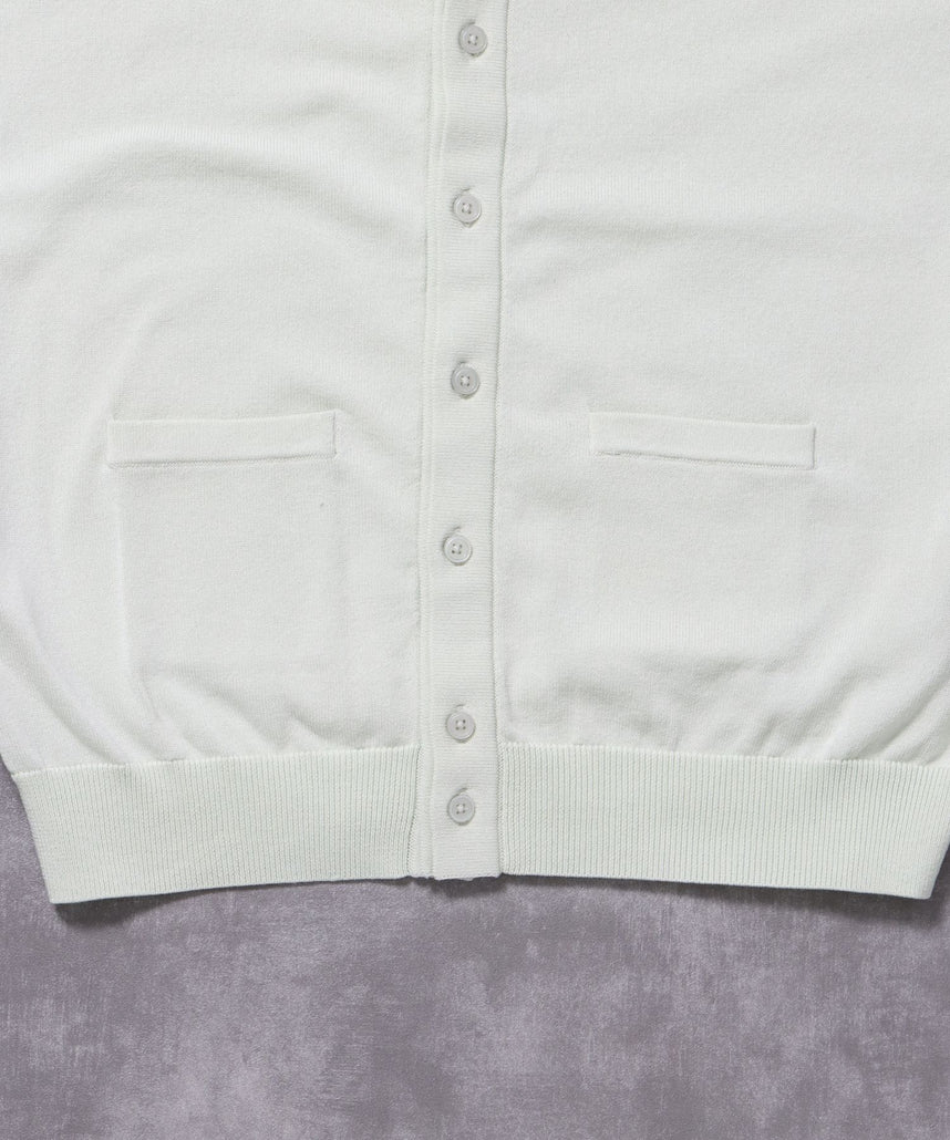 襟付きダブルリブニットカーディガン / ニット カーディガン ダブルリブ ボタン ピス ポケット ミント