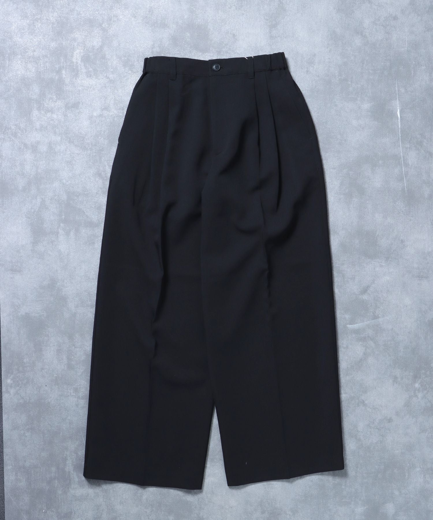 【FFEIN(フェイン)】ストライプセンタープレススラックス / スラックス パンツ センタープレス タック ブラック