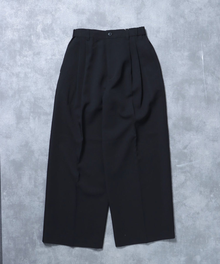【FFEIN(フェイン)】ストライプセンタープレススラックス / スラックス パンツ センタープレス タック ブラック