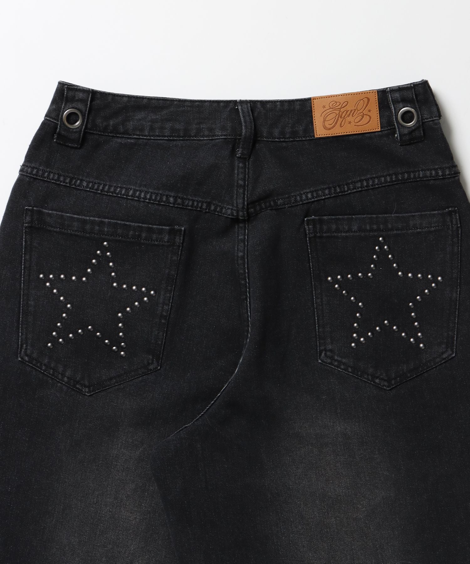 ※WEB限定 / ロールアップスタッズデニム / sqnz star roll-up denim ブラック