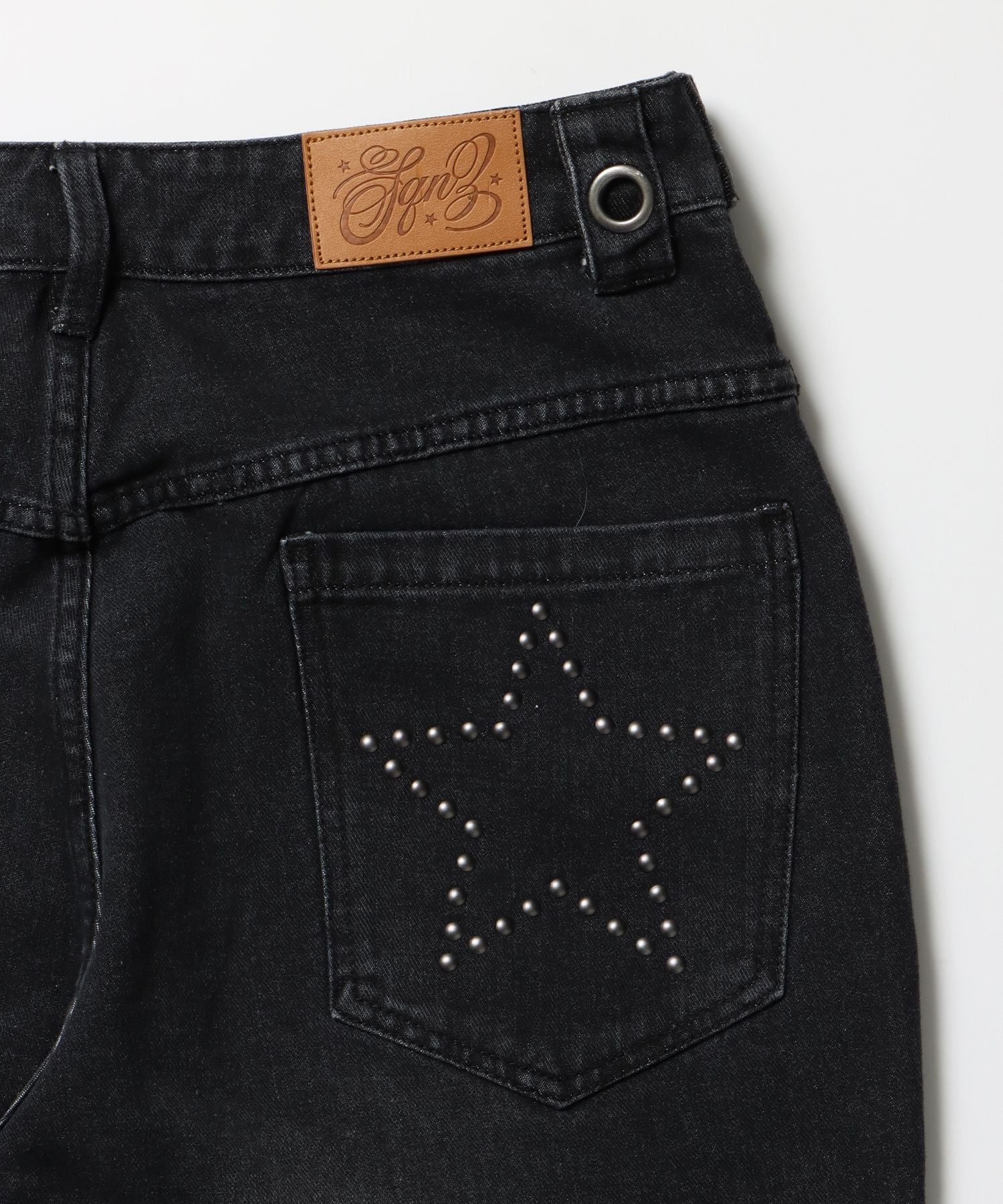※WEB限定 / ロールアップスタッズデニム / sqnz star roll-up denim ブラック