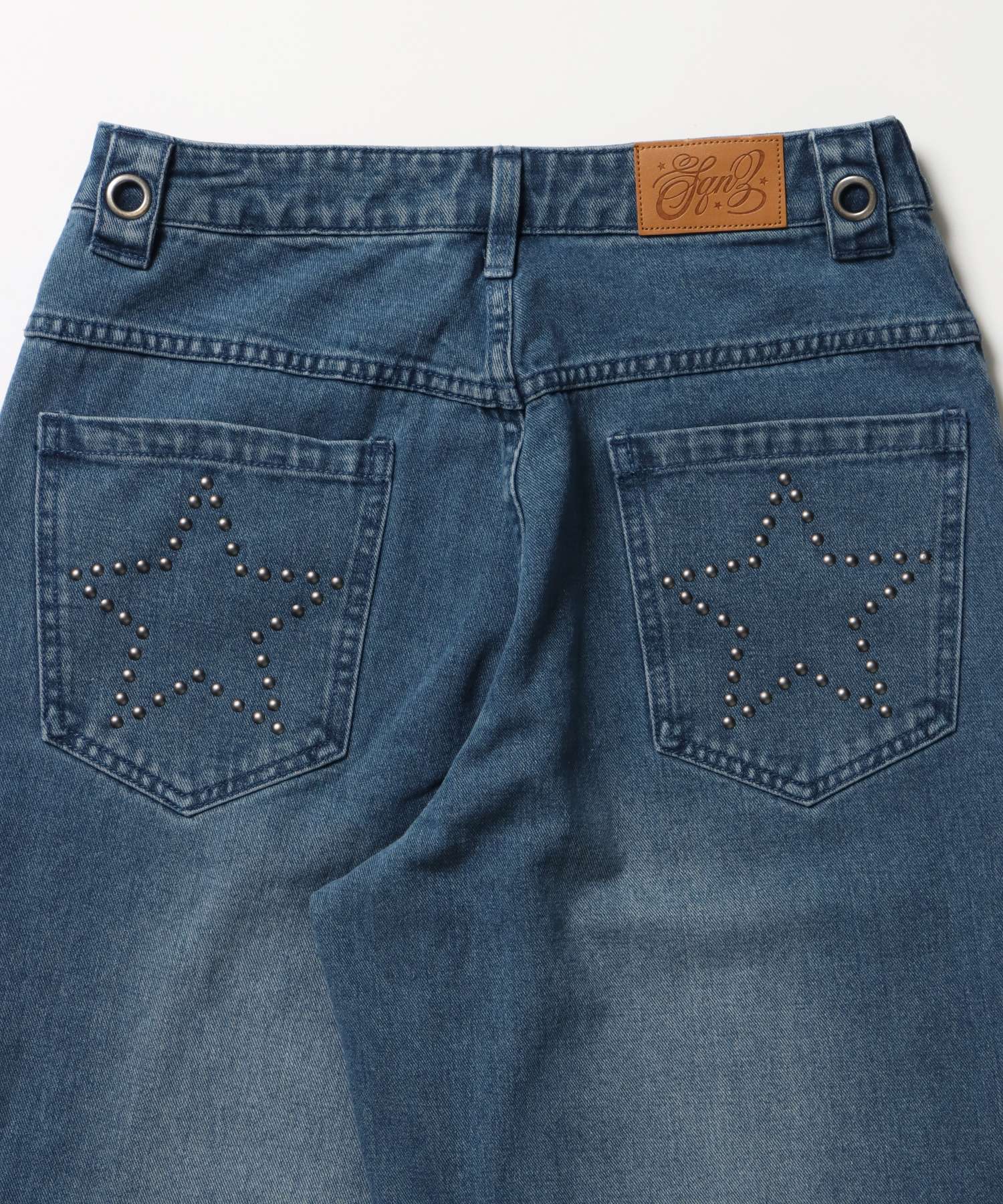 ※WEB限定 / ロールアップスタッズデニム / sqnz star roll-up denim ブルー