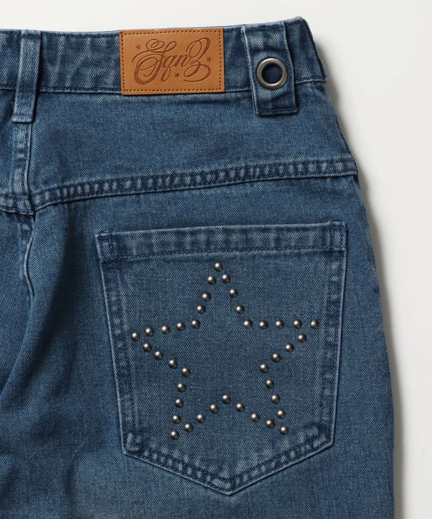 ※WEB限定 / ロールアップスタッズデニム / sqnz star roll-up denim ブルー