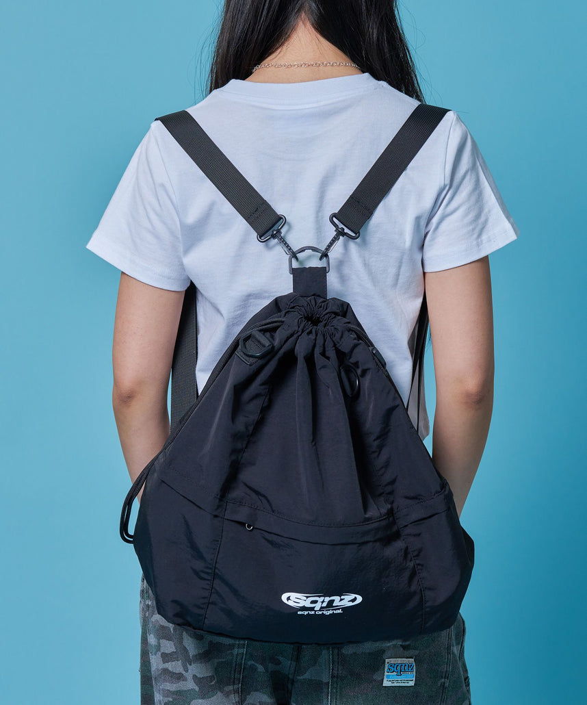 ≪予約商品≫sqnz 2way knapsack / ユニセックス ナップサック リュック 雑貨 バック 2WAY ドローコード ブラック