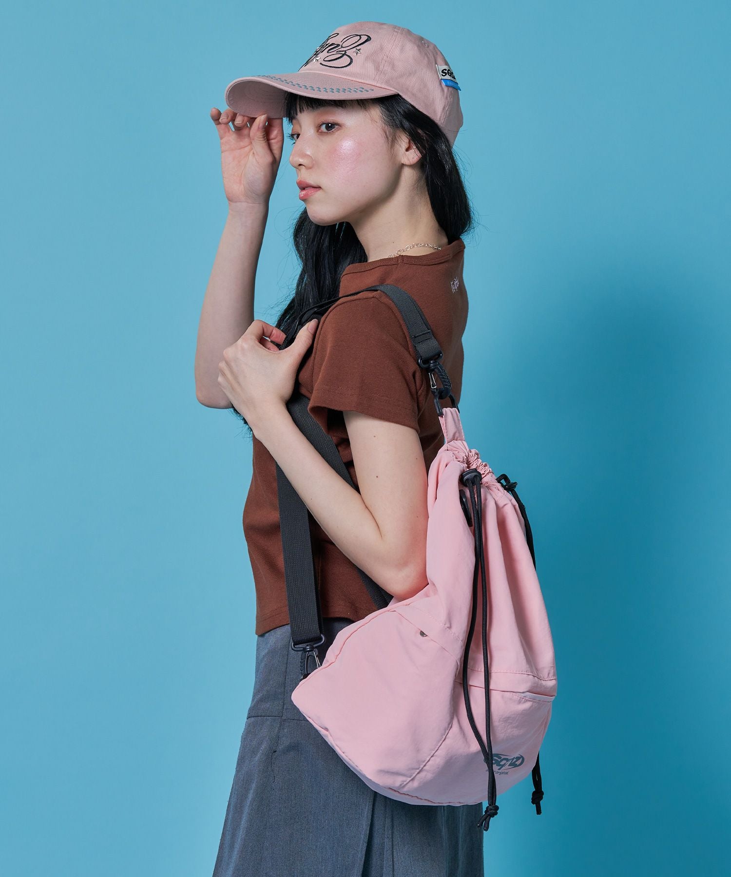 ≪予約商品≫sqnz 2way knapsack / ユニセックス ナップサック リュック 雑貨 バック 2WAY ドローコード ライトピンク