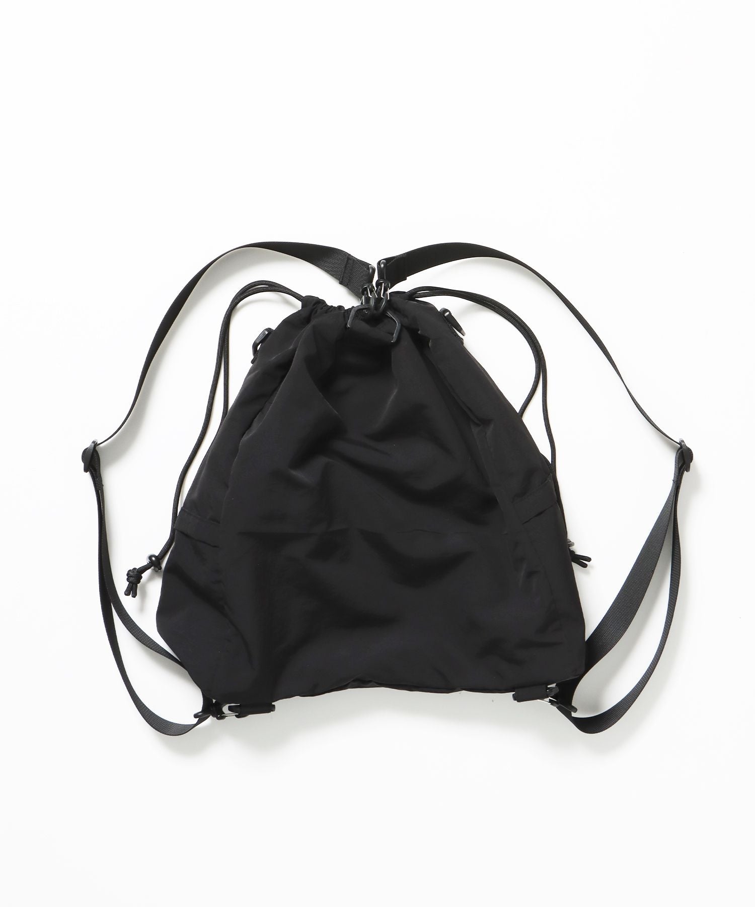 【sqnz(エスキュンズ)】sqnz 2way knapsack / ユニセックス ナップサック リュック 雑貨 バック 2WAY ドローコード ブラック