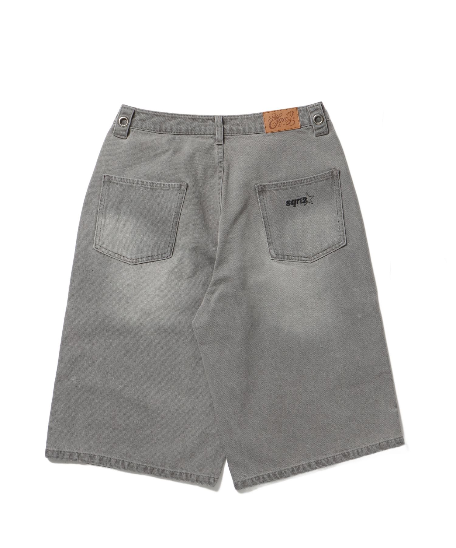 ※WEB限定 / スタッズデニムショートパンツ / sqnz washed denim shorts グレー