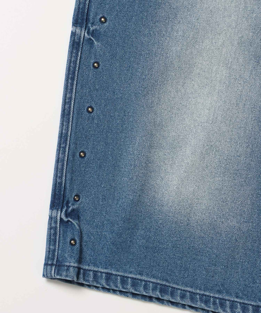 ※WEB限定 / スタッズデニムショートパンツ / sqnz washed denim shorts ライトブルー
