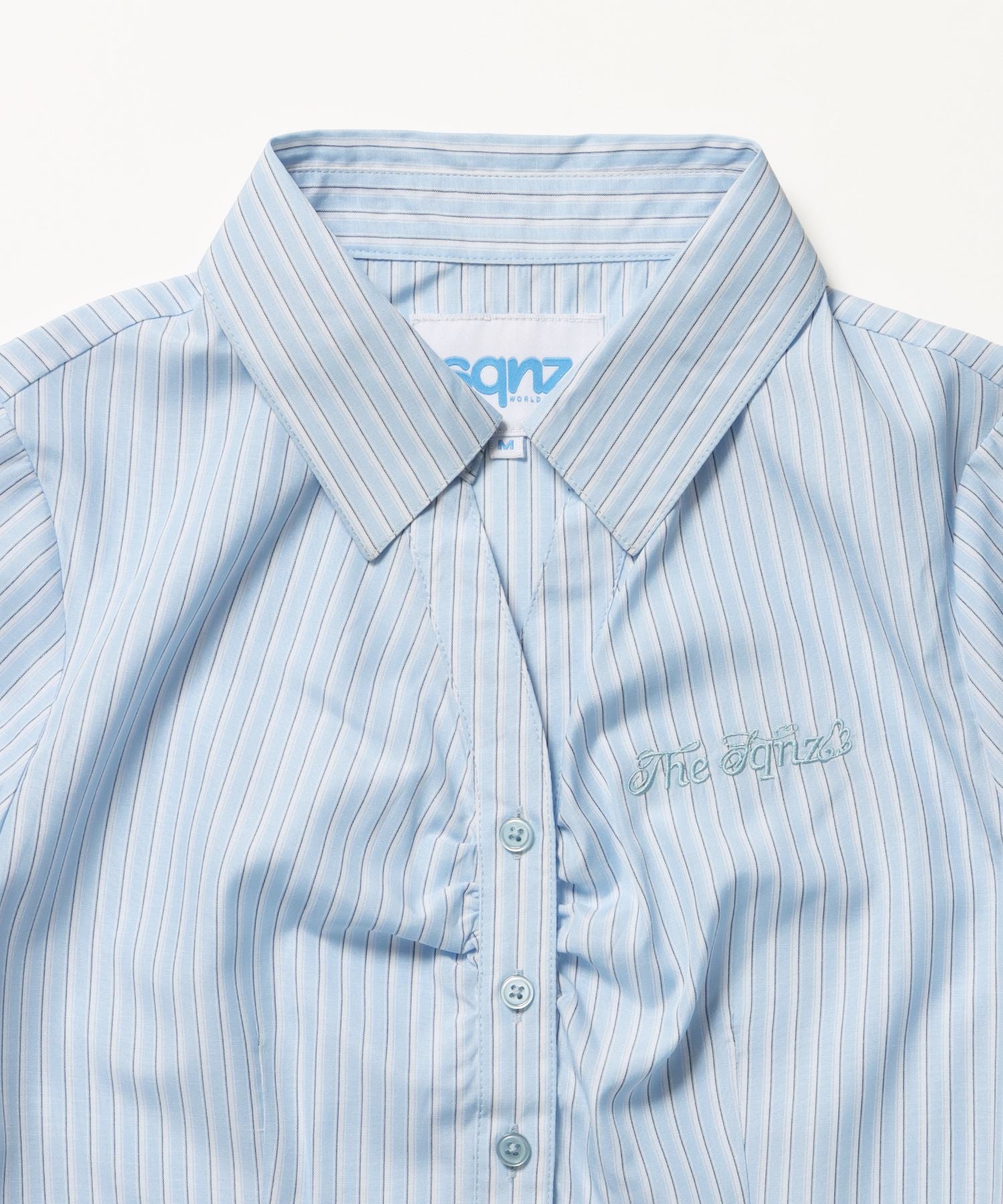 ※WEB限定 / レディースストライプ半袖シャツ / sqnz shearing stripe shirts ライトブルー