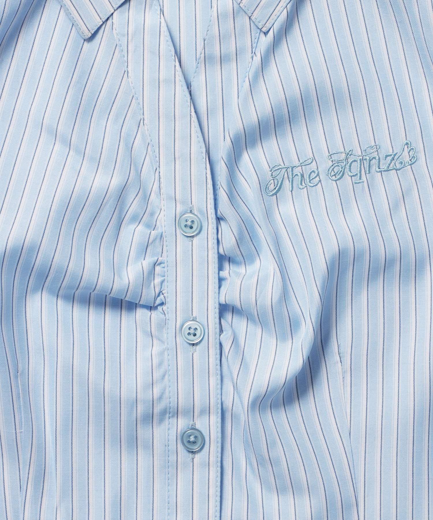 ※WEB限定 / レディースストライプ半袖シャツ / sqnz shearing stripe shirts ライトブルー