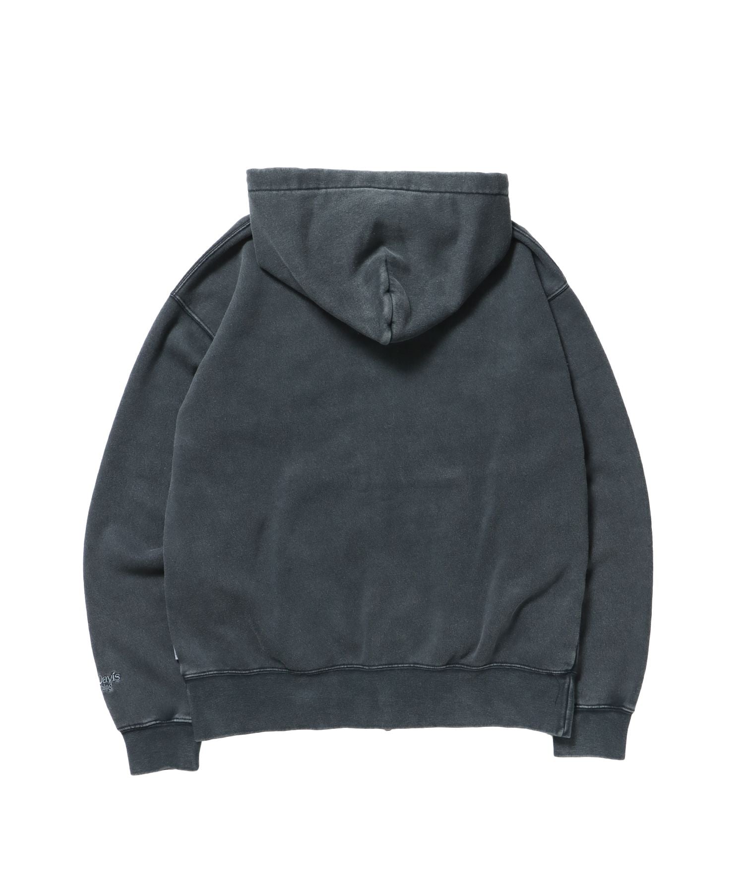 LETTERS FADED ZIP HOODIE / 共布ワッペン フーディ ダブルジップ 刺繍 ヘビーウェイト ジップパーカー 裏起毛 ≪セットアップ着用可能≫ ブラック