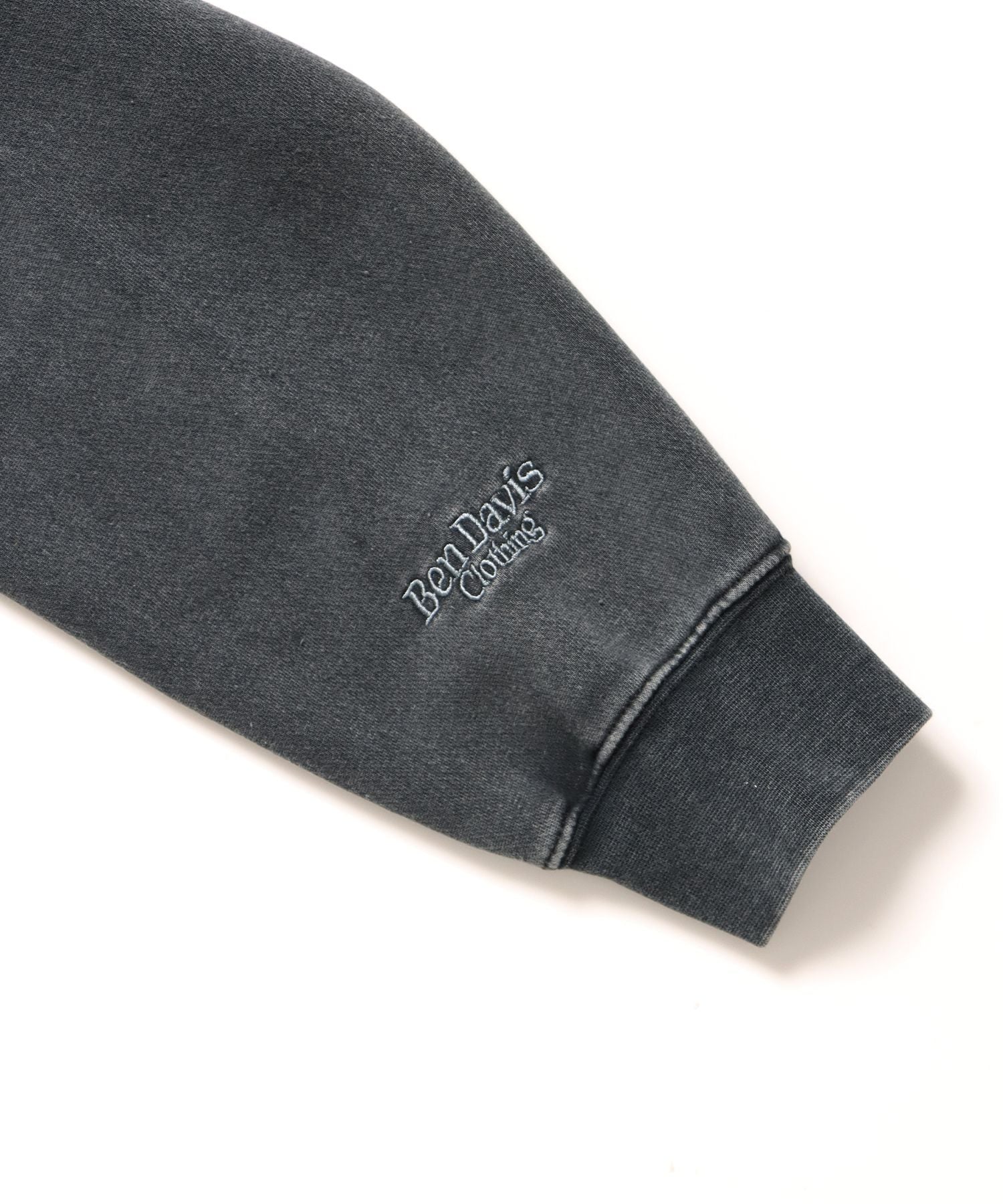 LETTERS FADED ZIP HOODIE / 共布ワッペン フーディ ダブルジップ 刺繍 ヘビーウェイト ジップパーカー 裏起毛 ≪セットアップ着用可能≫ ブラック