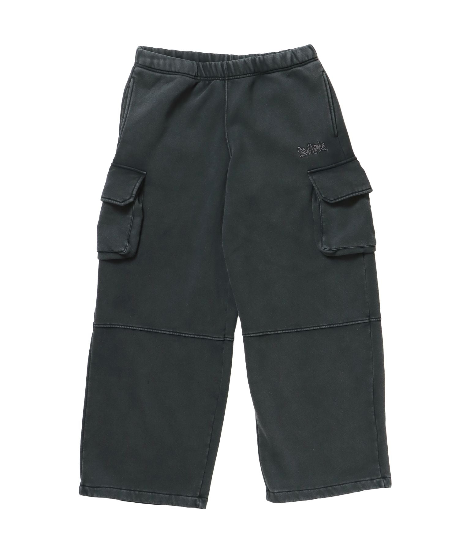【BEN DAVIS(ベンデイビス)】FADED SWEAT CARGO PANTS / カーゴパンツ スウェット ワイドシルエット 裏起毛 ドローコード 刺繍 ≪セットアップ着用可能≫ ブラック