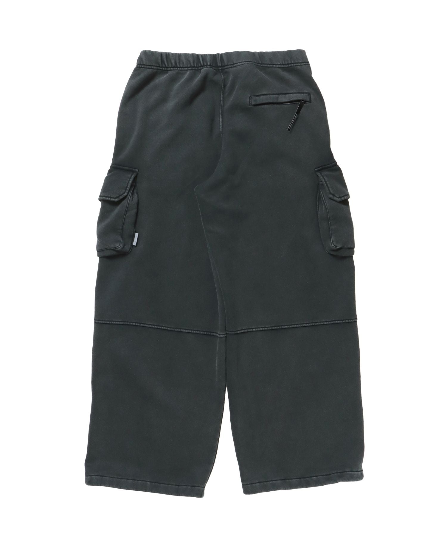 FADED SWEAT CARGO PANTS / カーゴパンツ スウェット ワイドシルエット 裏起毛 ドローコード 刺繍 ≪セットアップ着用可能≫ ブラック